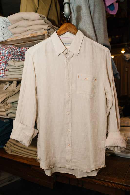 Sundunes Long Sleeve Linen Button Down (Sand)