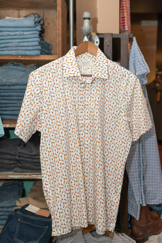 White Party Print Short Sleeve Shirt