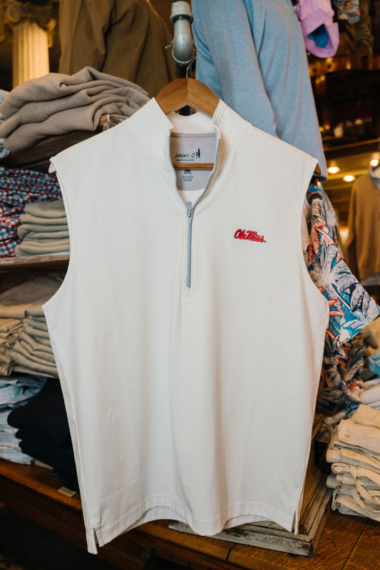 Ole Miss Caleb ¼ Zip Vest (White)