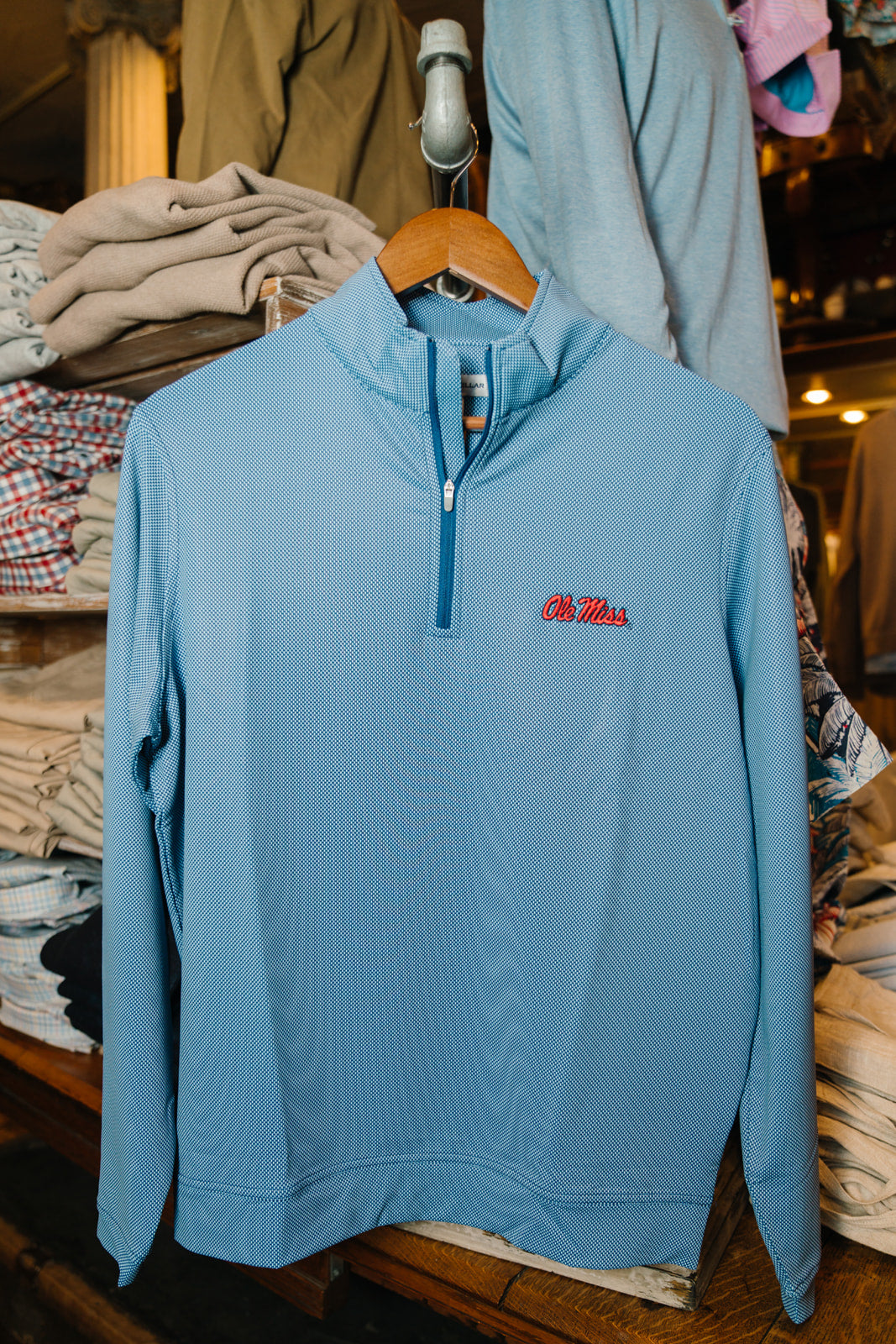 Ole Miss Perth Birdseye Performance Quarter-Zip (Sport Navy)