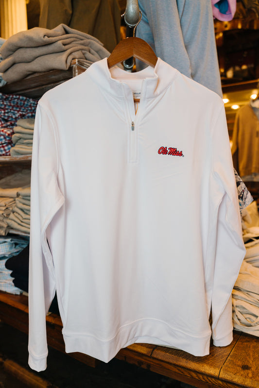 Ole Miss Perth Cross-Hatch Performance Quarter-Zip (White)