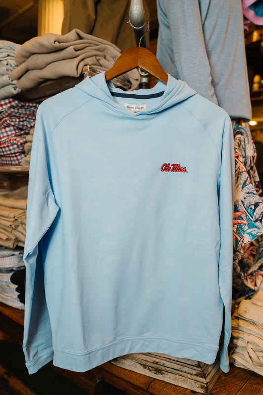 Ole Miss Pine Camo Performance Hoodie (Cottage Blue)
