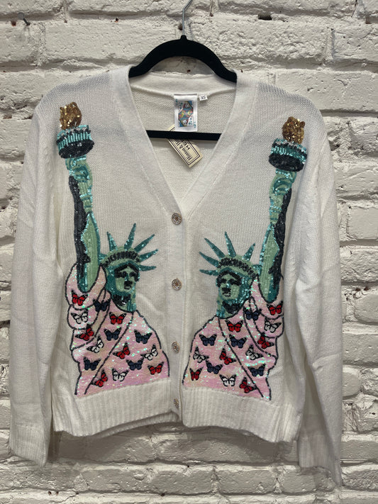 WHITE BUTTERFLY LADY LIBERTY CARDIGAN
