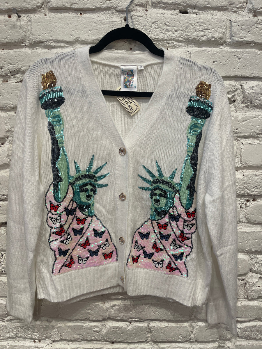 WHITE BUTTERFLY LADY LIBERTY CARDIGAN