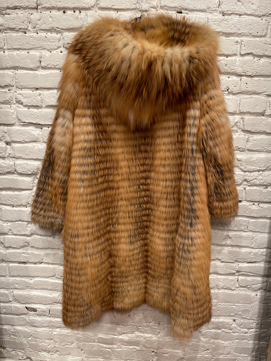 HOODED FEATHERED FULL LENGTH GENUINE FUR DMA1938