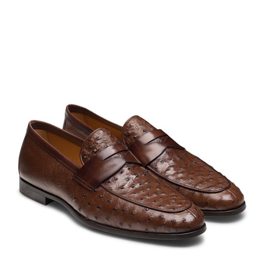 Viggo Ostrich Leather Penny Loafer (Tabaco)