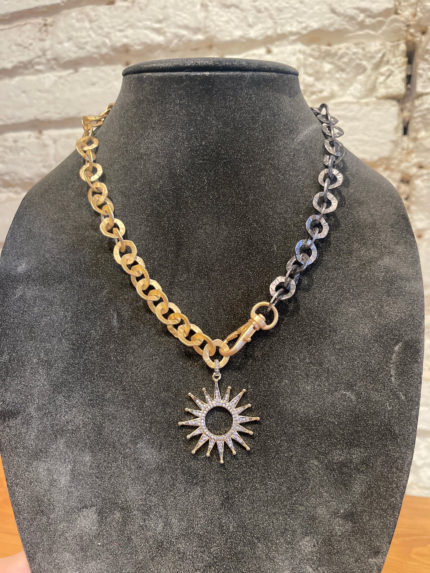 2 TONE WASHER CHAIN PAVE STAR