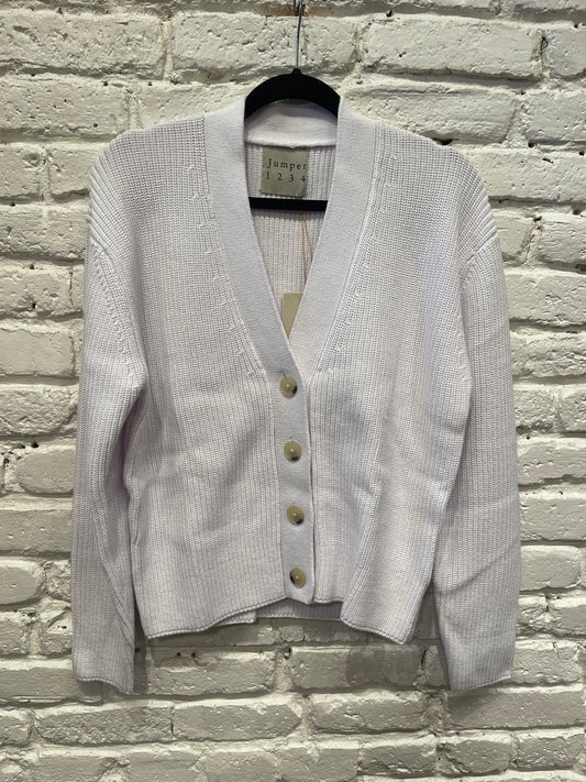 COTTON FISHERMAN RIB CARDI WHTIE