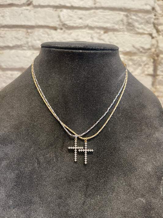 8820C CZ CROSS 16" ROPE CHAIN