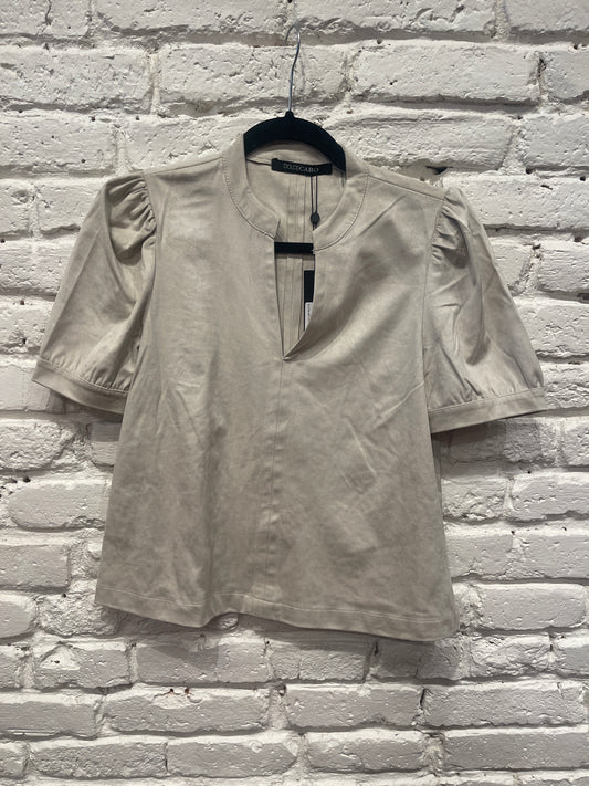 FAUX SUEDE SS TOP PUTTY