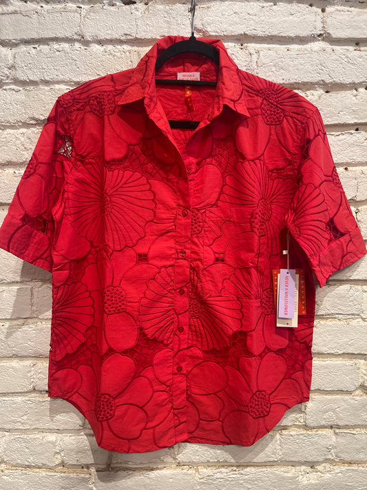 BOYFRIEND SHIRT RED FLORAL