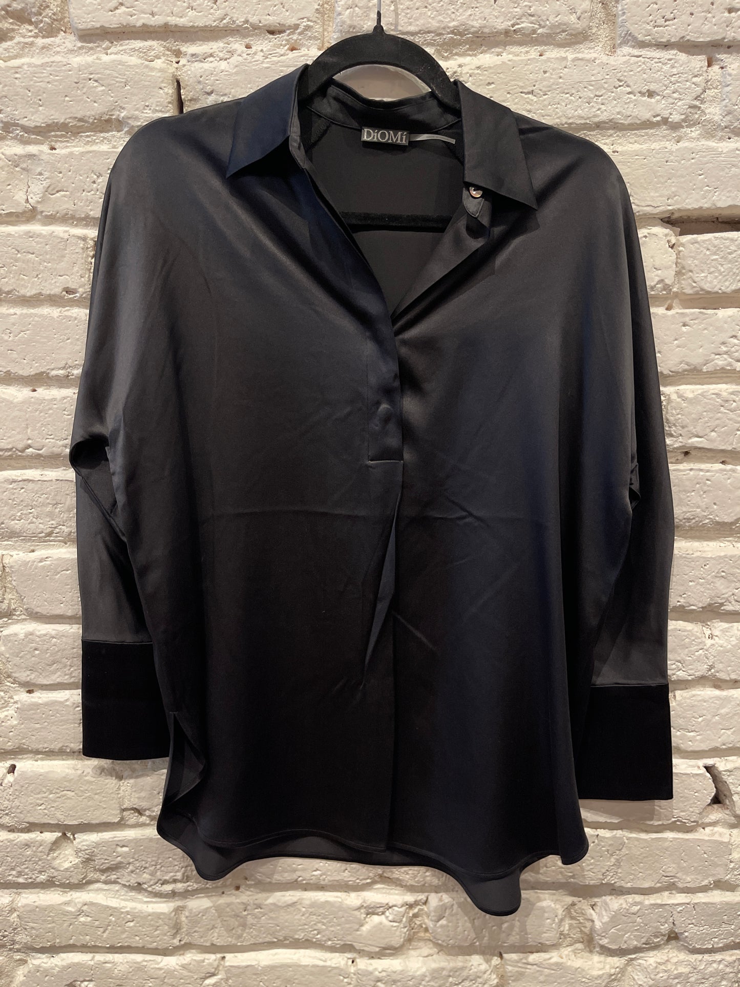 SILK COLLAR SHIRT LONG SLEEVE BLACK T2297S