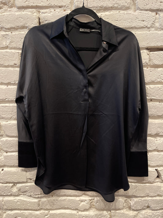 SILK COLLAR SHIRT LONG SLEEVE BLACK T2297S