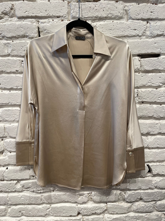 SILK COLLAR SHIRT LONG SLEEVE CHAMPAGNE T2297S
