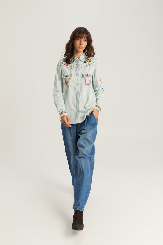 OPAL EMBROIDERED DENIM SHIRT