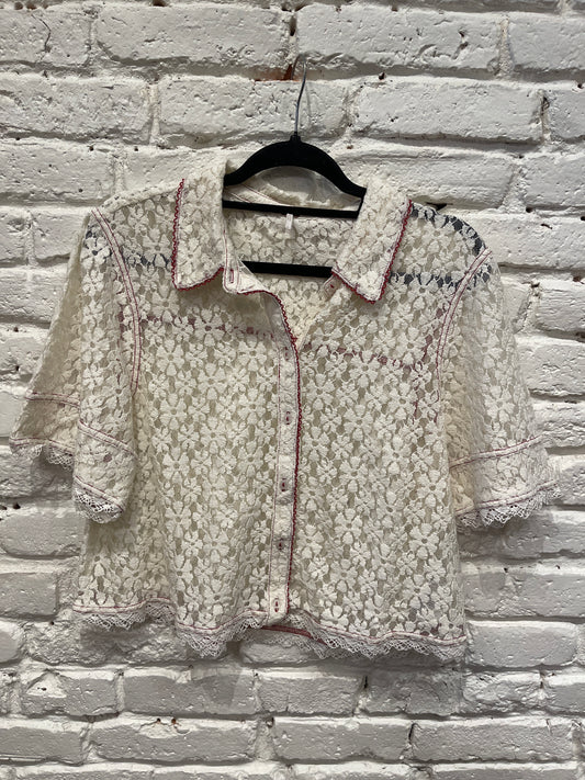 MANNIE LACE BUTTONDOWN / WHISPER WHITE