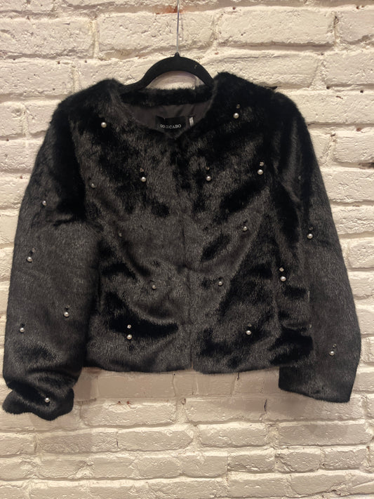 FAUX FUR PEARL BLACK JACKET
