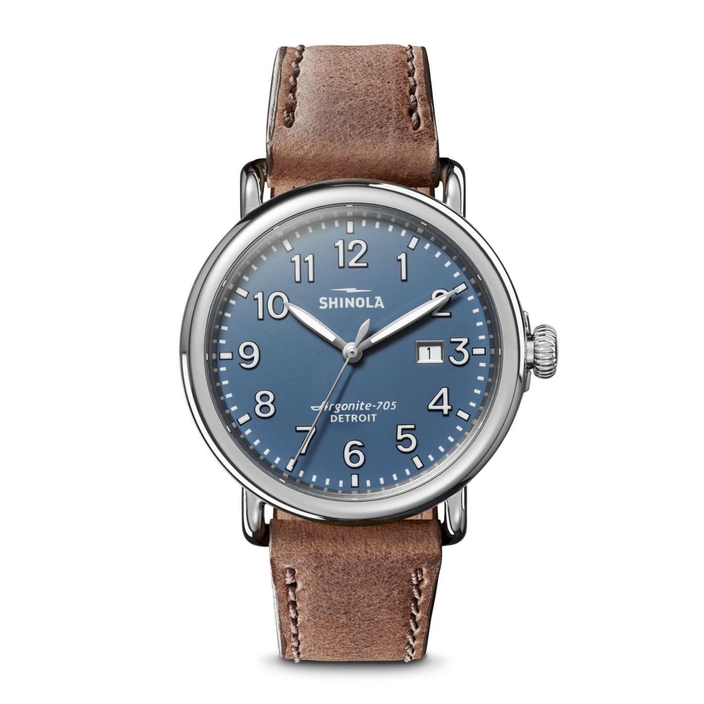 Runwell Date Watch 41mm - British Tan Leather Strap (Blue)