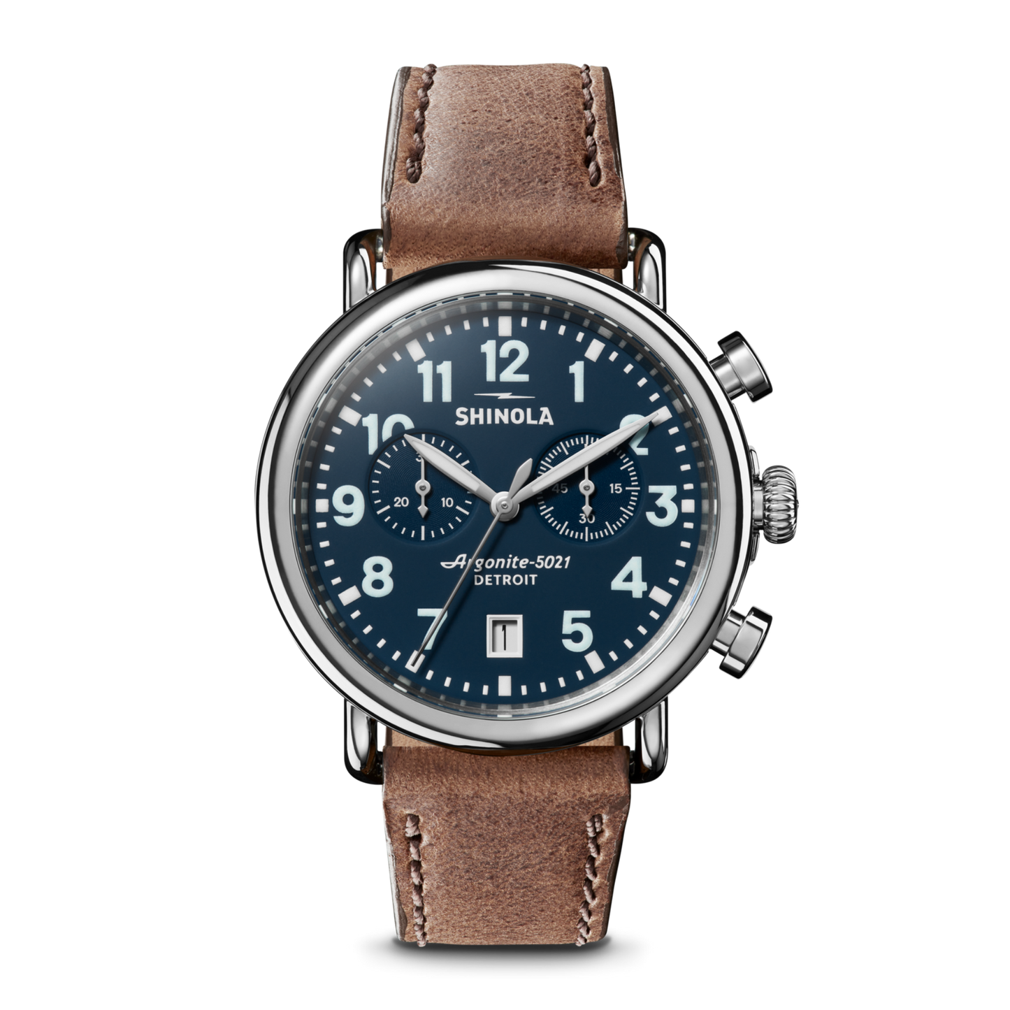 Runwell Chronograph Watch 41mm - British Tan Strap (Midnight Blue)