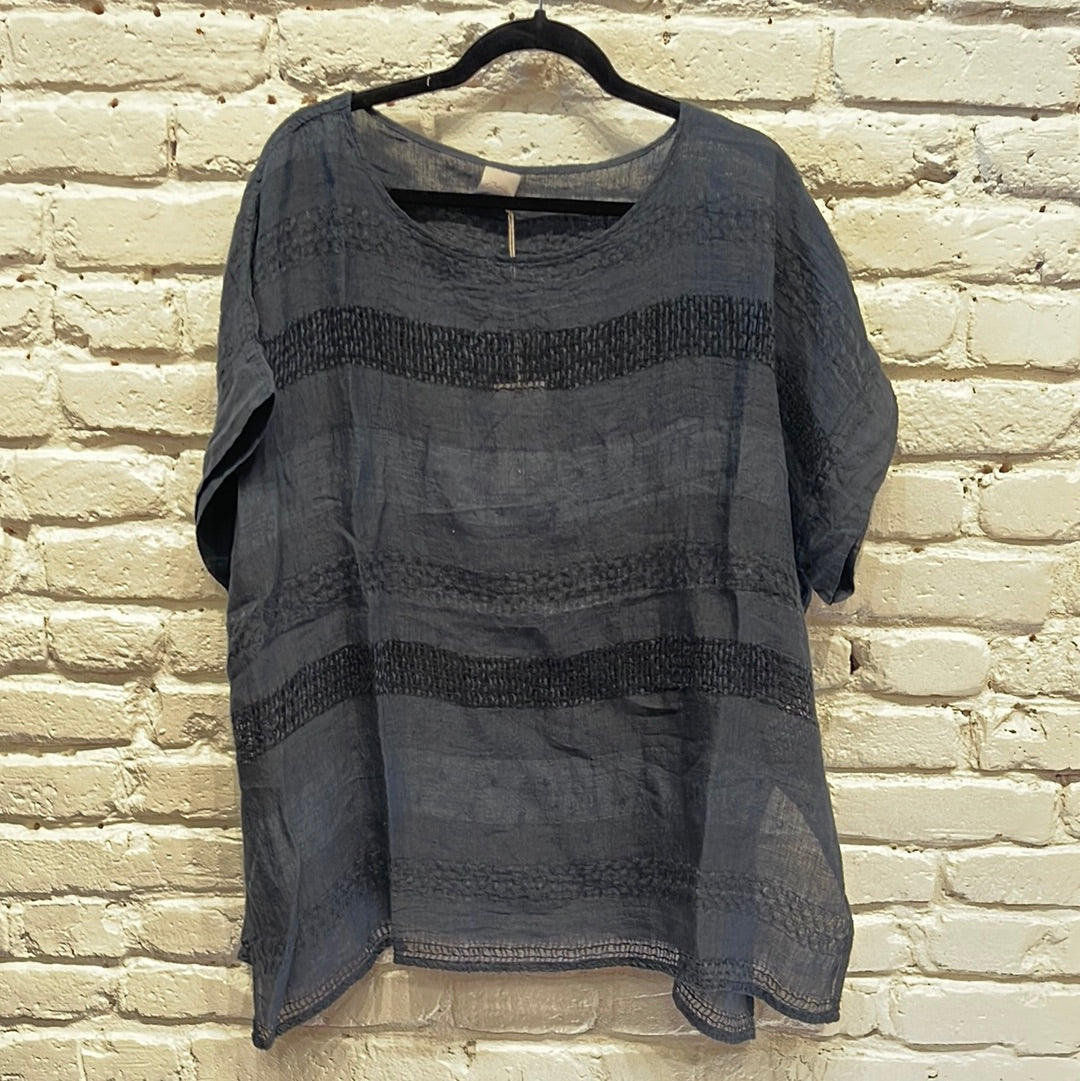 NAVY CAMICIA SQUARE TOP