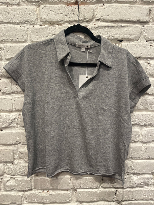 S/S EASY POLO TEE HEATHER GREY