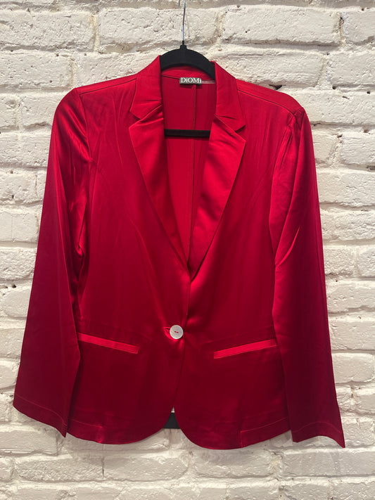 RED SILK 1 BUTTON BLAZER JF2252S