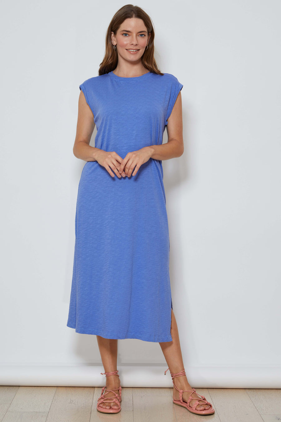 CAP SLEEVE COLUMN DRESS