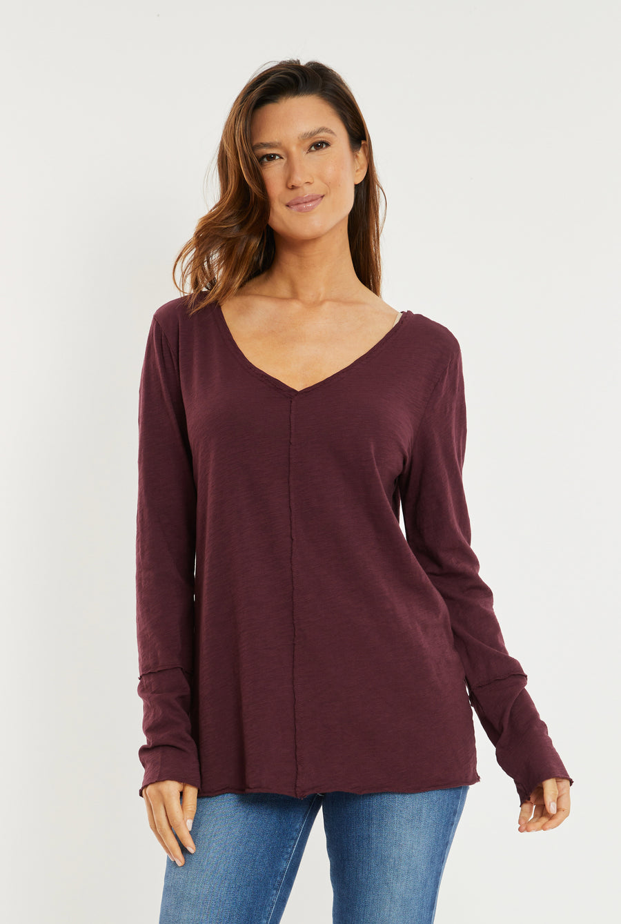 LONG SLEEVE WIDE V-NECK TUNIC