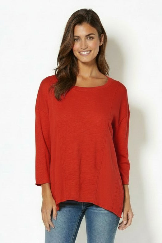 3/4 SLV MIX MEDIA BOXY TOP