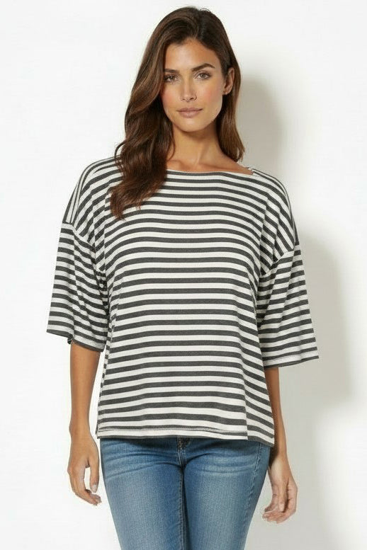 ELBOW SLV BOATNECK CROP TOP