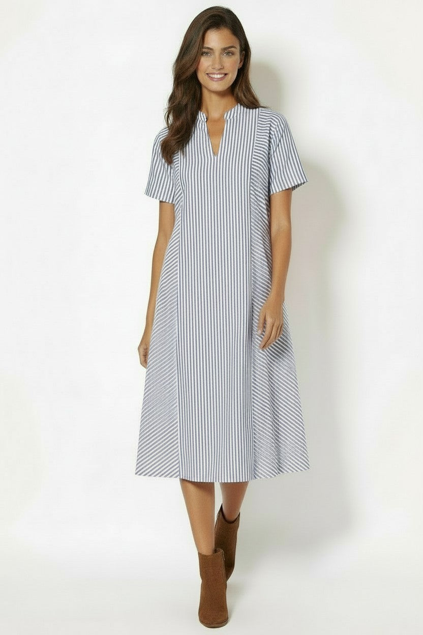 SHORT DOLMAN SLV MANDARIN MIDI DRESS