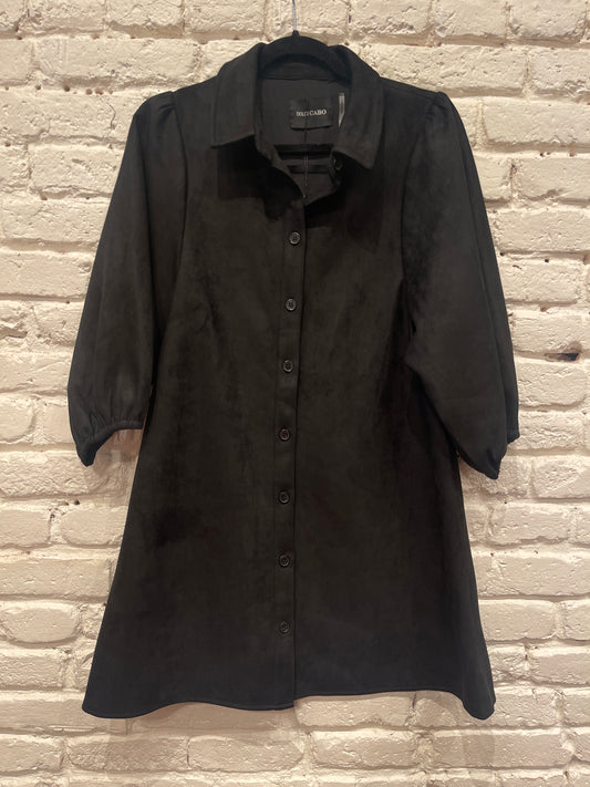FAUX SUEDE DRESS BLACK