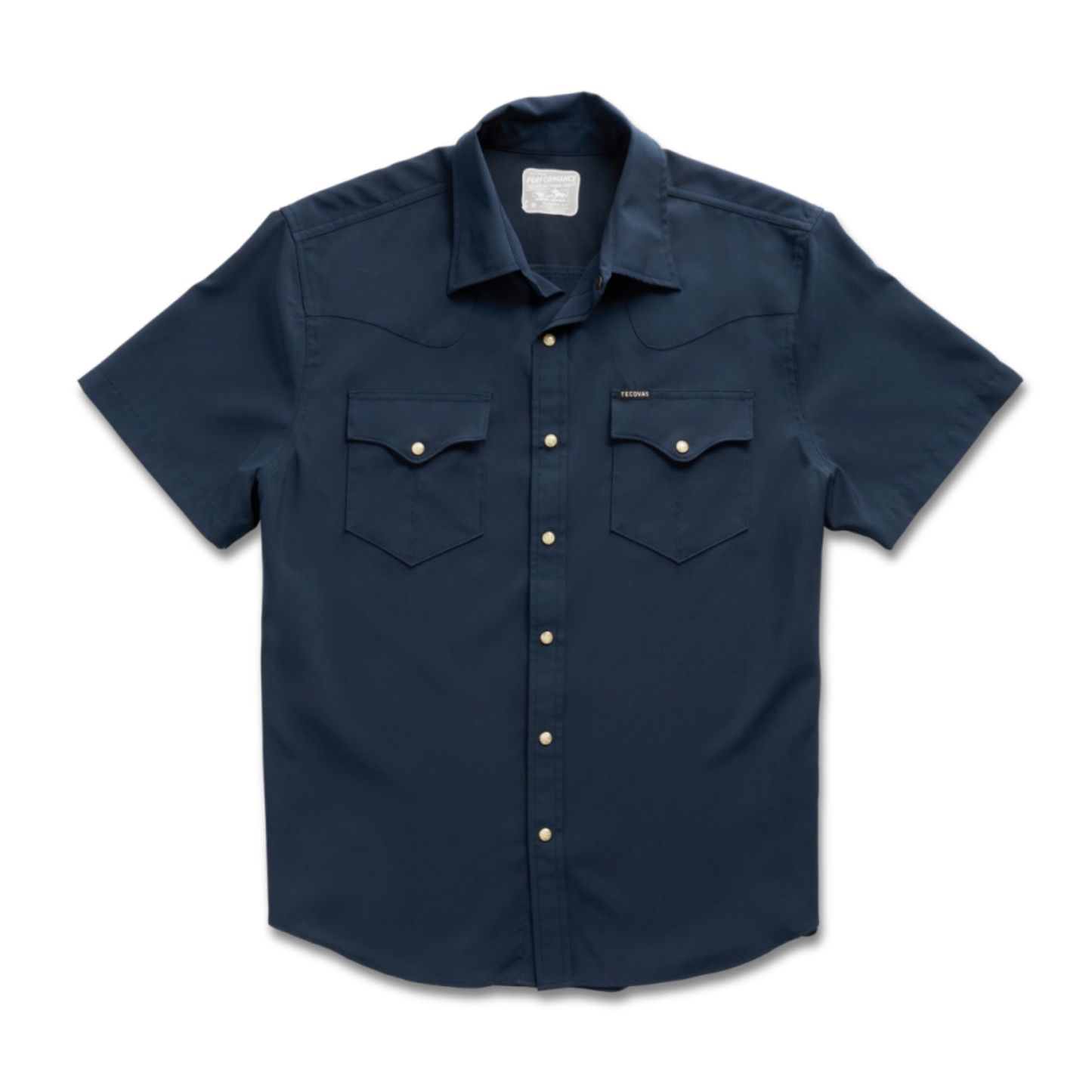 Tecovas Performance Western Short Sleeve Pearl Snap (Navy)