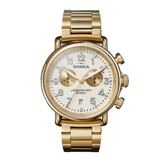 Runwell 2 Eye Chronograph Watch 41mm - Gold Bracelet (Ivory)