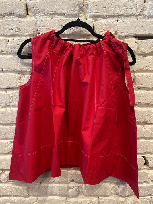GATHERED NECK HALTER RED