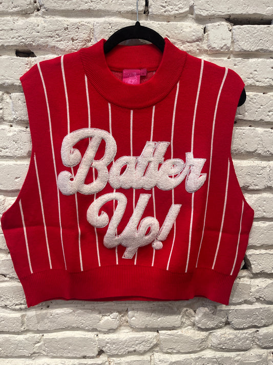 BATTER UP RED SWEATER