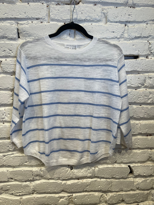 3/4 SLEEVE STRIPE SWING SWEATER