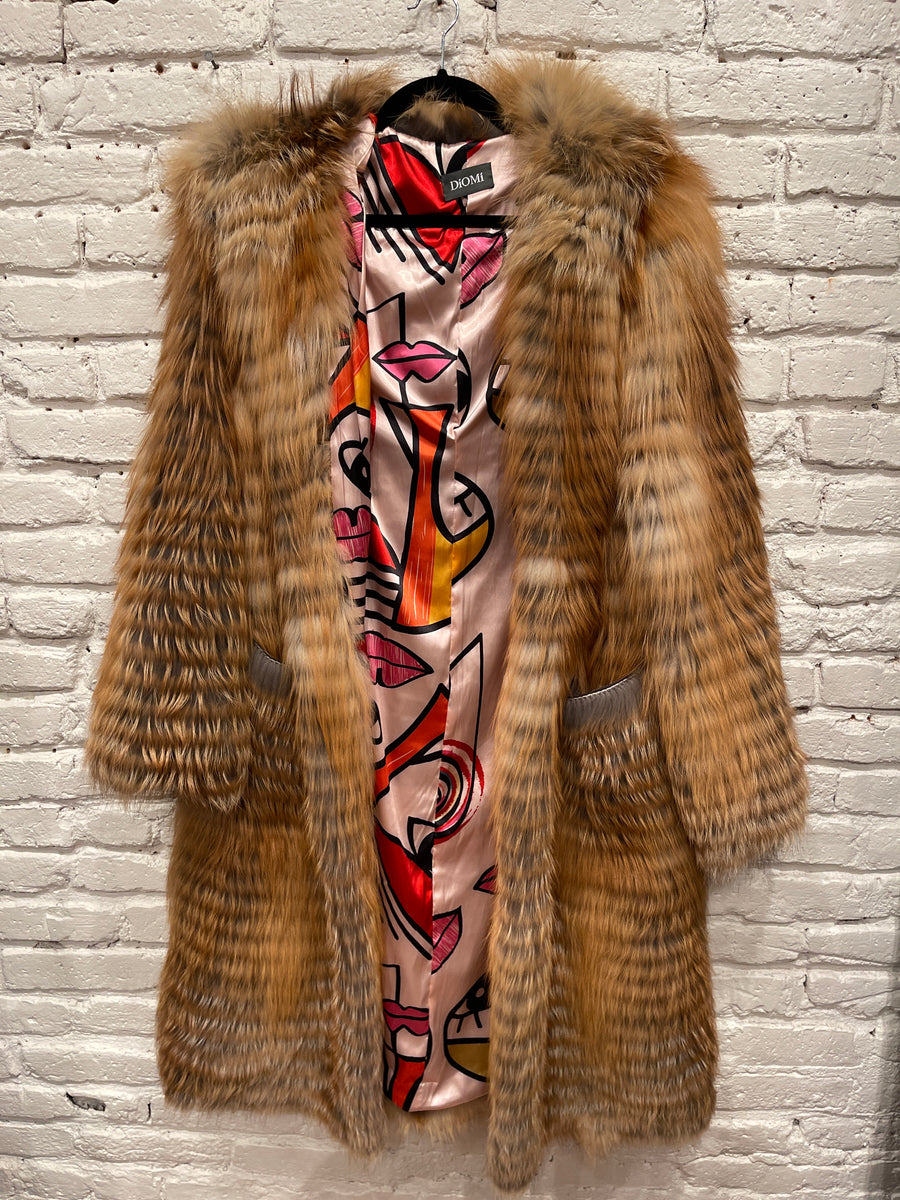 HOODED FEATHERED FULL LENGTH GENUINE FUR DMA1938