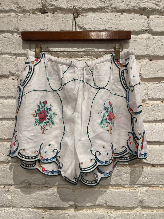 LOLA EMBROIDERED LINEN SHORTS