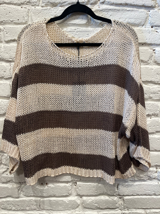 STRIPED CREW NECK KNIT TOP