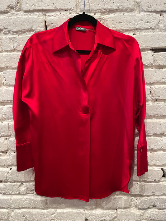 SILK COLLAR SHIRT LONG SLEEVE RED T2297S