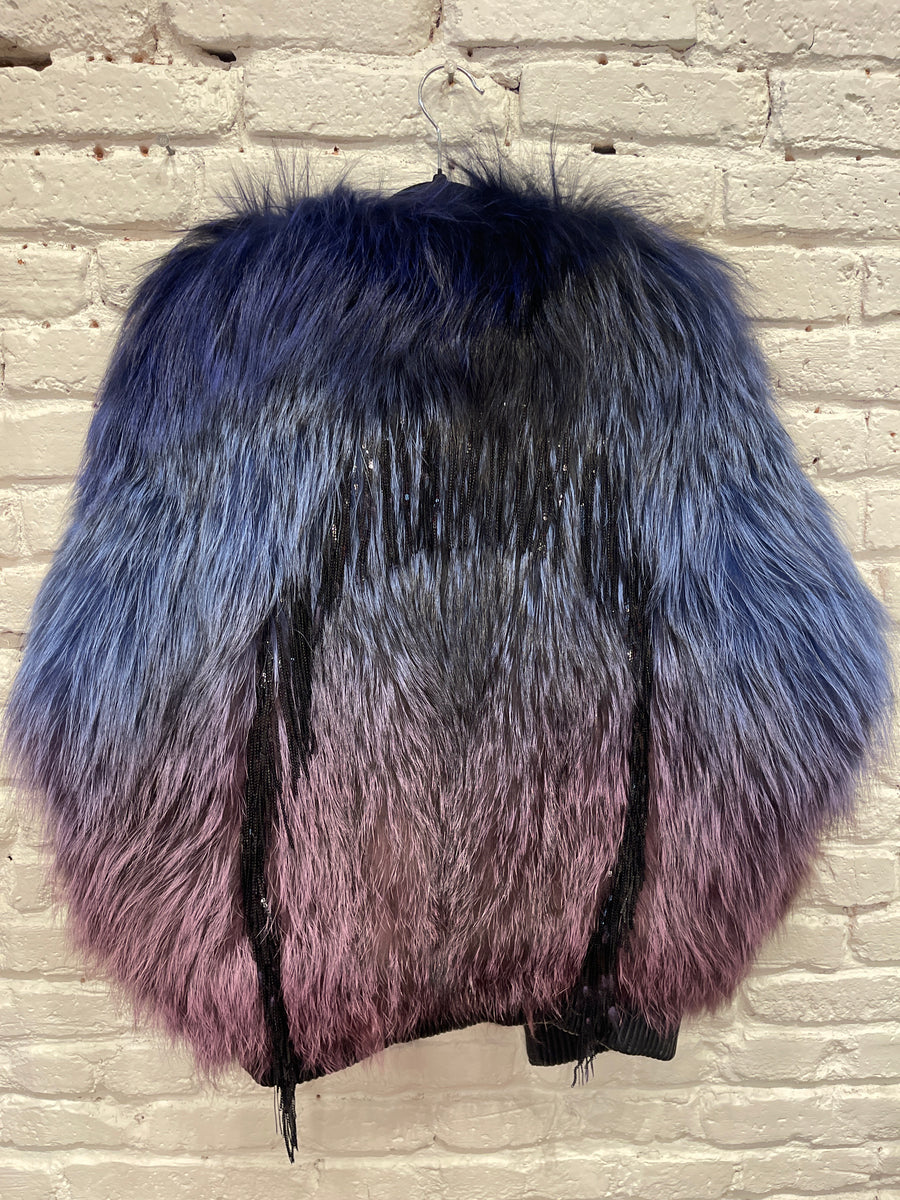 FRINGE GRADIENT GENUINE FUR BOMBER DMA1920