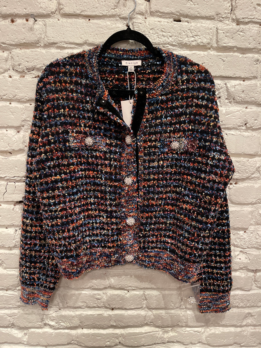 JEWEL BUTTON MIDNIGHT CARDI