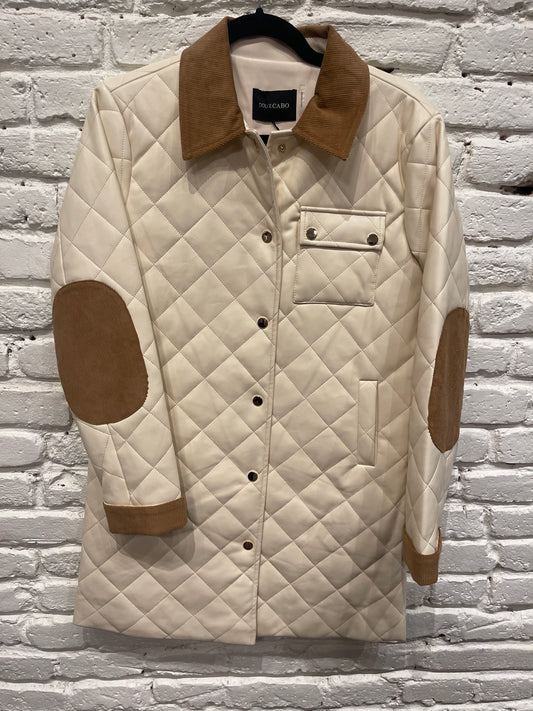 CREME QUILTED JACKET W/ CORDORUY
