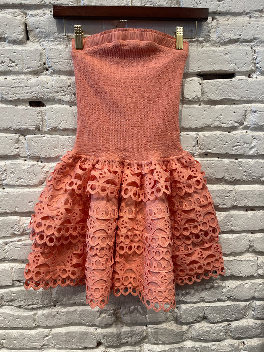 JESSA TRIM DRESS BURNT CORAL