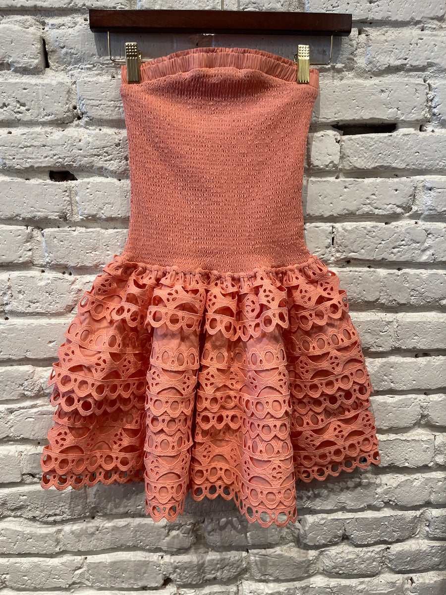 JESSA TRIM DRESS BURNT CORAL