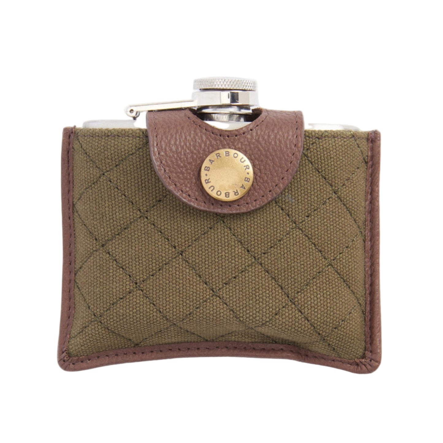 Padbury Quilted Hip Flask (Dark Brown/Olive)