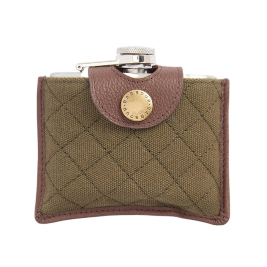 Padbury Quilted Hip Flask (Dark Brown/Olive)