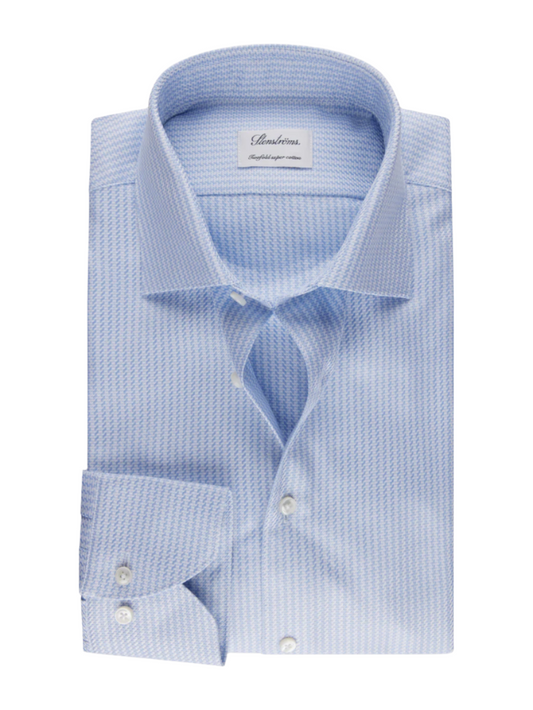 Stenstroms Light Blue Patterned Twill Shirt
