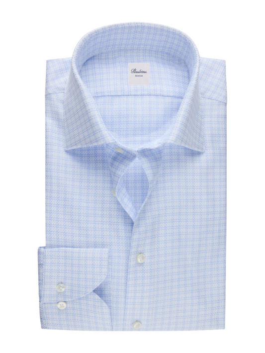 Stenstroms Light Blue Checked Twill Shirt